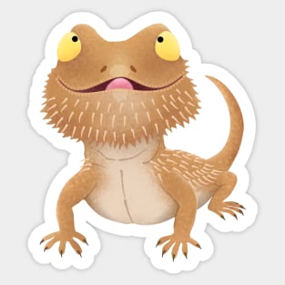 Cute funny bearded dragon lizard cartoon Sticker